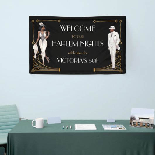 Deco Harlem Nights Flapper en Gentleman Welkom Spandoek (Beurs)