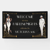 Deco Harlem Nights Flapper en Gentleman Welkom Spandoek (Horizontaal)