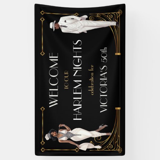 Deco Harlem Nights Flapper en Gentleman Welkom Spandoek (Verticaal)