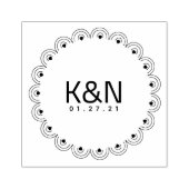 Deco Hart Cirkel Initiaal Logo Trouwstempel Rubberstempel (Afrduk)