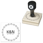 Deco Hart Rev Cirkel Initieel Logo Trouwstempel Rubberstempel (Gestempeld)