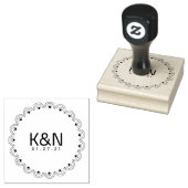 Deco Hart Ronde Initiële Logo Trouwstempel Rubberstempel (Gestempeld)
