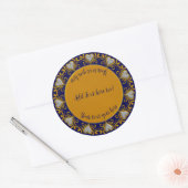 Deco Hearts-Blue-Gold-gepersonaliseerde ronde stic Sticker (Envelop)