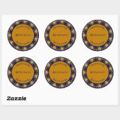 Deco Hearts-Blue-Gold-gepersonaliseerde ronde stic Sticker (Vel)