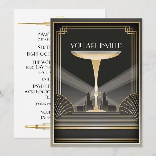 Deco Hedendaags Gala Evenement Uitnodiging (Voorkant / Achterkant)