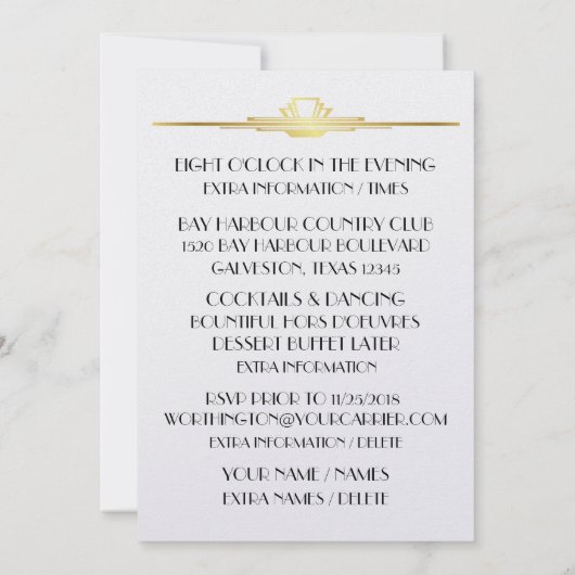 Deco Hedendaags Gala Evenement Uitnodiging (Achterkant)