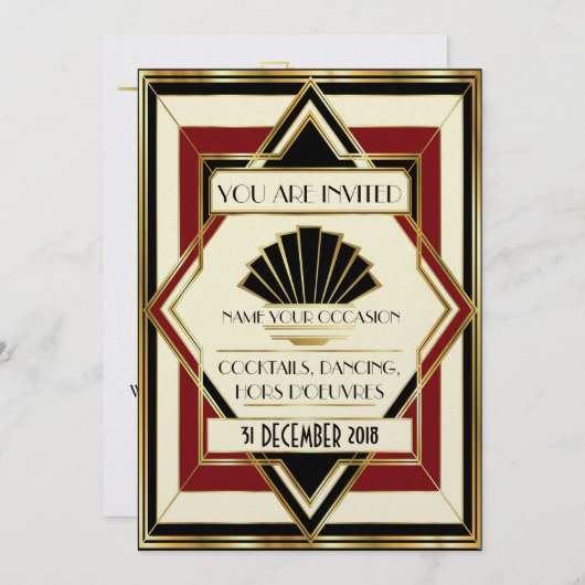 Deco Hedendaags Gala Evenement Uitnodiging (Voorkant / Achterkant)