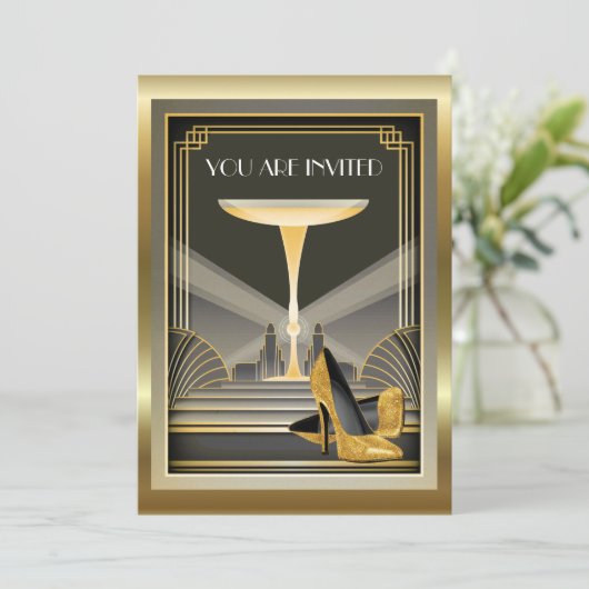 Deco Huidige Galabal 3 Uitnodiging (Staand voorkant)