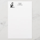 deco-juffrouw met parells Black Transp Briefpapier (Voorkant)