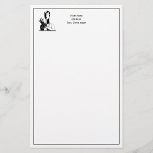 deco-juffrouw met parells Black Transp Briefpapier