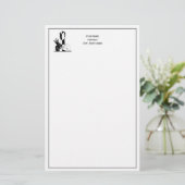 deco-juffrouw met parells Black Transp Briefpapier (Staand voorkant)