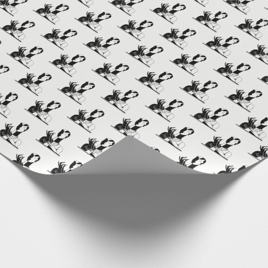  deco-juffrouw met parells Black Transp Cadeaupapier (Hoek)