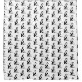 deco-juffrouw met parells Black Transp Douchegordijn (Voorkant)