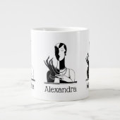  deco-juffrouw met parells Black Transp Grote Koffiekop (Voorkant)