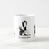  deco-juffrouw met parells Black Transp Koffiemok (Center)