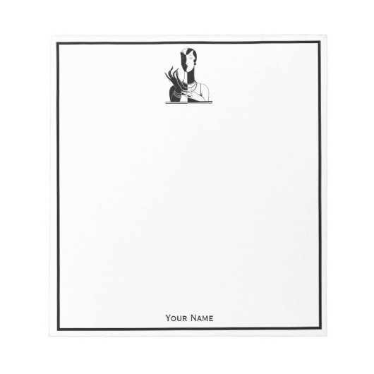 deco-juffrouw met parells Black Transp Notitieblok (Voorkant)