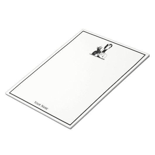 deco-juffrouw met parells Black Transp Notitieblok (Schuin)