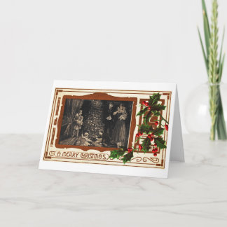 Deco Kerst Familie Victoriaans HOlly Feestdagen Kaart
