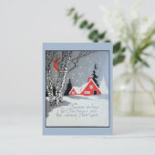 Deco kerstkaart met huis en maan feestdagenkaart (Staand voorkant)