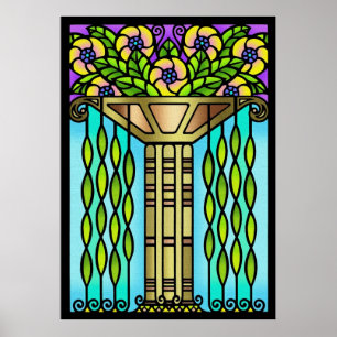  deco-kleurig glas floreel ontwerp poster