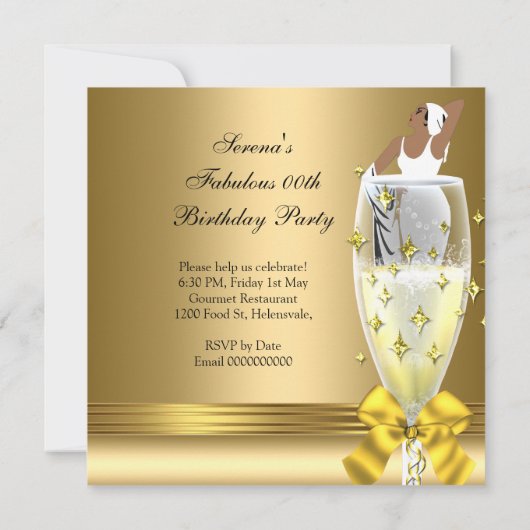 Deco Lady Goud Te Fabulous Verjaardag Kaart (Achterkant)