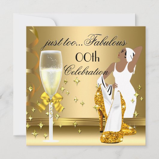 Deco Lady Goud Te Fabulous Verjaardag Kaart (Voorkant)