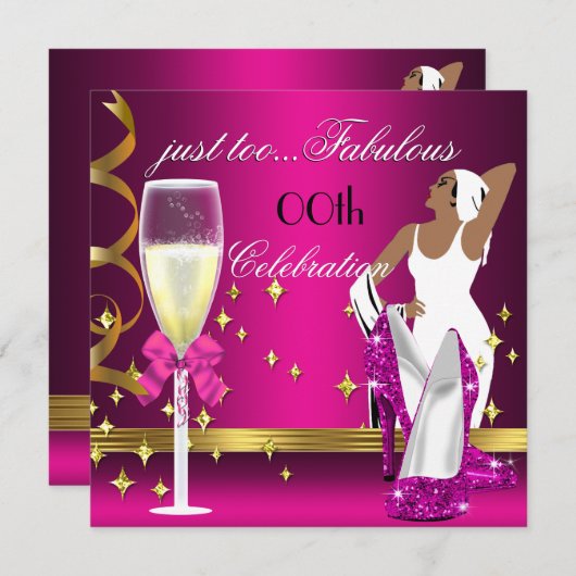 Deco Lady Pink Gold te verbluffend Birthday Kaart (Voorkant / Achterkant)