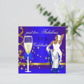 Deco Lady Royal Blue Gold te verbluffend Birthday Kaart (Staand voorkant)