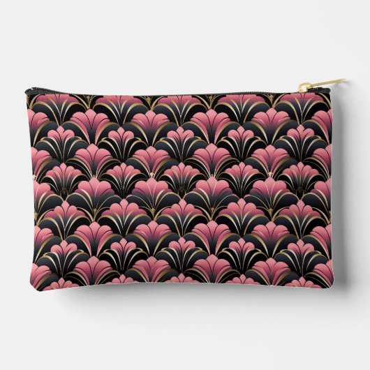 Deco Lady zwart en roze met bloemen Etui (Achterkant)