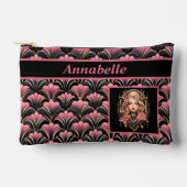 Deco Lady zwart en roze met bloemen Etui (Voorkant)