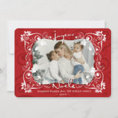 Deco Leaves Mistletoes Joyeux Noel Kerstfoto Feestdagenkaart (Voorkant)