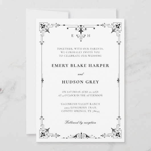  Deco Lijst Land Westerne officiële bruiloft Kaart (Voorkant)