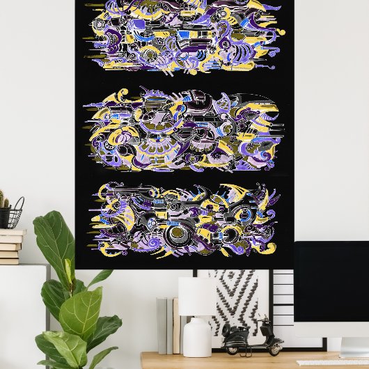 deco' machine-inktkunst poster (Thuiskantoor)