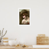 deco-meisje, kralen, bloemen op stoel poster (Keuken)