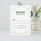 Deco Mint & Black-respons RSVP Kaartje (Staand voorkant)