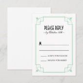 Deco Mint & Black-respons RSVP Kaartje (Voorkant / Achterkant)