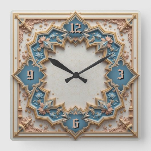 Deco mint vierkante klok (Voorkant)