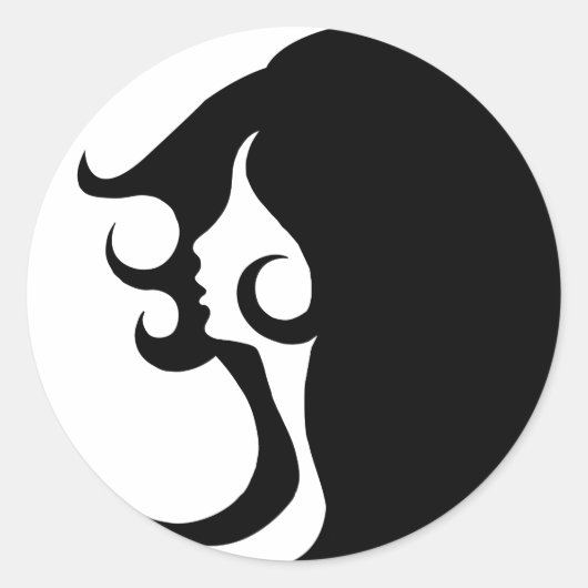 Deco Mod Woman Ronde Sticker (Voorkant)