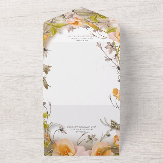 Deco Modern Perzikenwit Geen diner All In One Uitnodiging (Buitenkant)