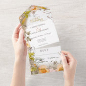 Deco Modern Perzikenwit Geen diner All In One Uitnodiging (Afscheurbaar)