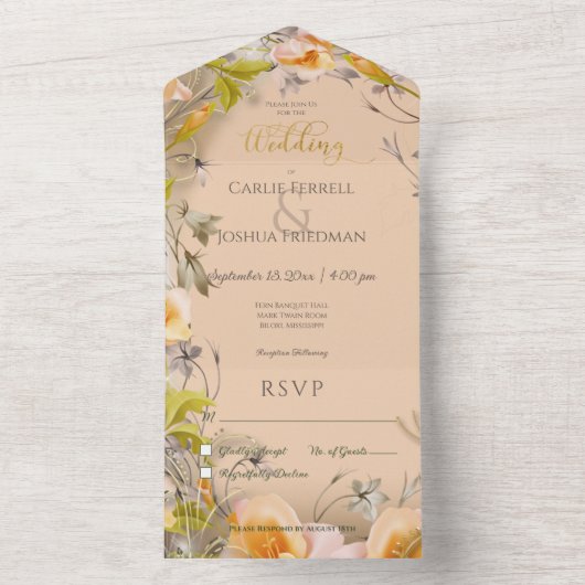 Deco Moderne Perzische Perzische Perzikkleurige Di All In One Uitnodiging (Binnen)