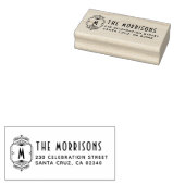 Deco Monogram Aangepaste familienaam Retouradres Rubberstempel (Gestempeld)