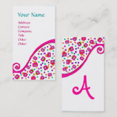 DECO MONOGRAM Abstract Roze Fuchsia White Visitekaartje (Voorkant / Achterkant)