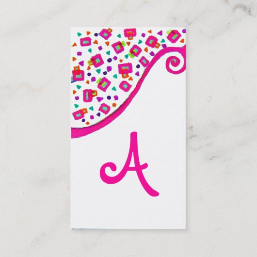 DECO MONOGRAM Abstract Roze Fuchsia White Visitekaartje (Achterkant)