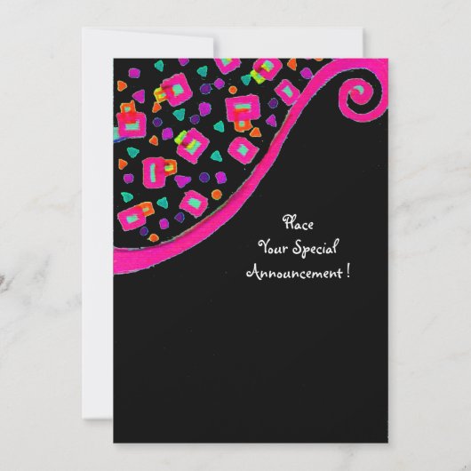 DECO MONOGRAM BIRTHDAY PARTY, fuchsia black gold Kaart (Achterkant)