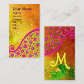 DECO MONOGRAM, Geel Roze Fuchsia Blue Sparkles Visitekaartje (Voorkant / Achterkant)