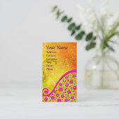DECO MONOGRAM, Geel Roze Fuchsia Blue Sparkles Visitekaartje (Staand voorkant)