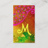 DECO MONOGRAM, Geel Roze Fuchsia Blue Sparkles Visitekaartje (Achterkant)