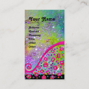 DECO MONOGRAM Geel Roze Fuchsia Violet Sparkles Visitekaartje