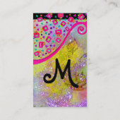 DECO MONOGRAM Geel Roze Fuchsia Violet Sparkles Visitekaartje (Achterkant)